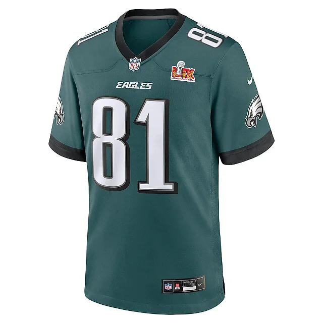 Zennovawear Grant Calcaterra 81 Philadelphia Eagles Super Bowl LIX Jersey - Men's - Midnight Green