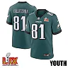 Zennovawear Grant Calcaterra 81 Philadelphia Eagles Super Bowl LIX YOUTH Jersey - Midnight Green