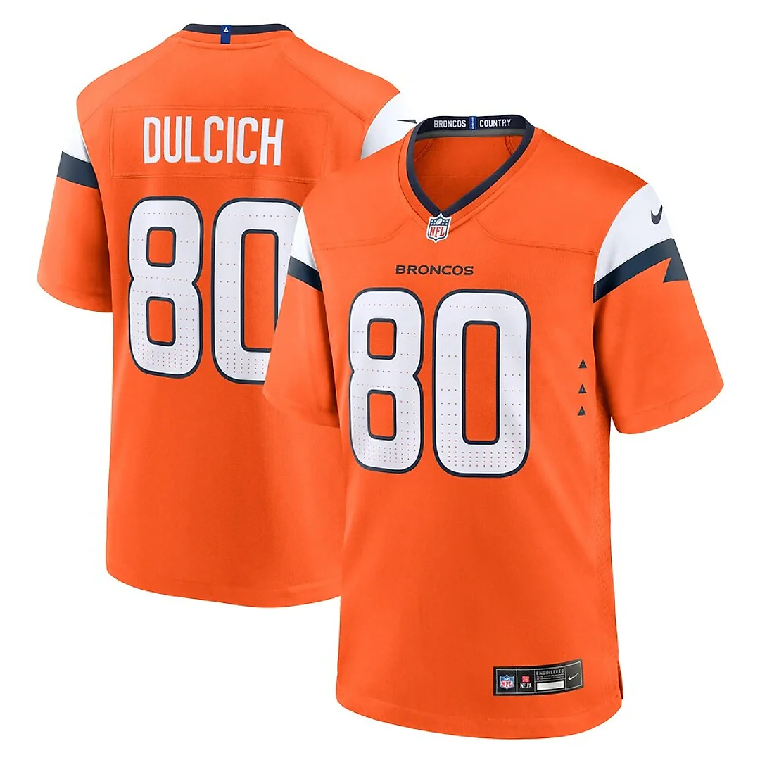 Zennovawear Greg Dulcich 80 Denver Broncos Team Game Men Jersey - Orange