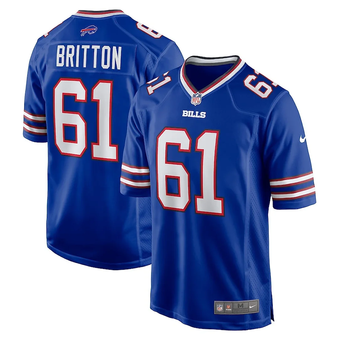 Zennovawear Gunner Britton 61 Buffalo Bills Game Men Jersey - Royal