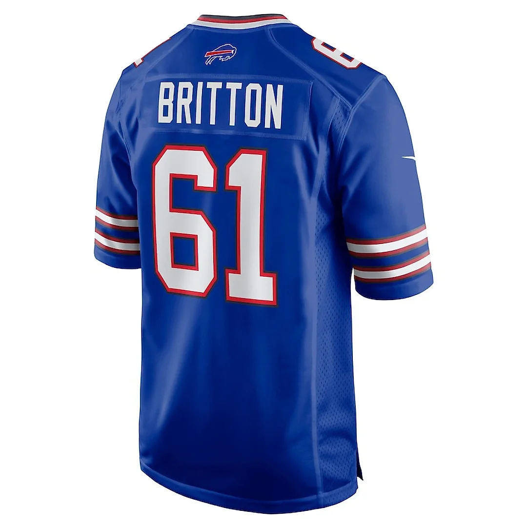 Zennovawear Gunner Britton 61 Buffalo Bills Game Men Jersey - Royal