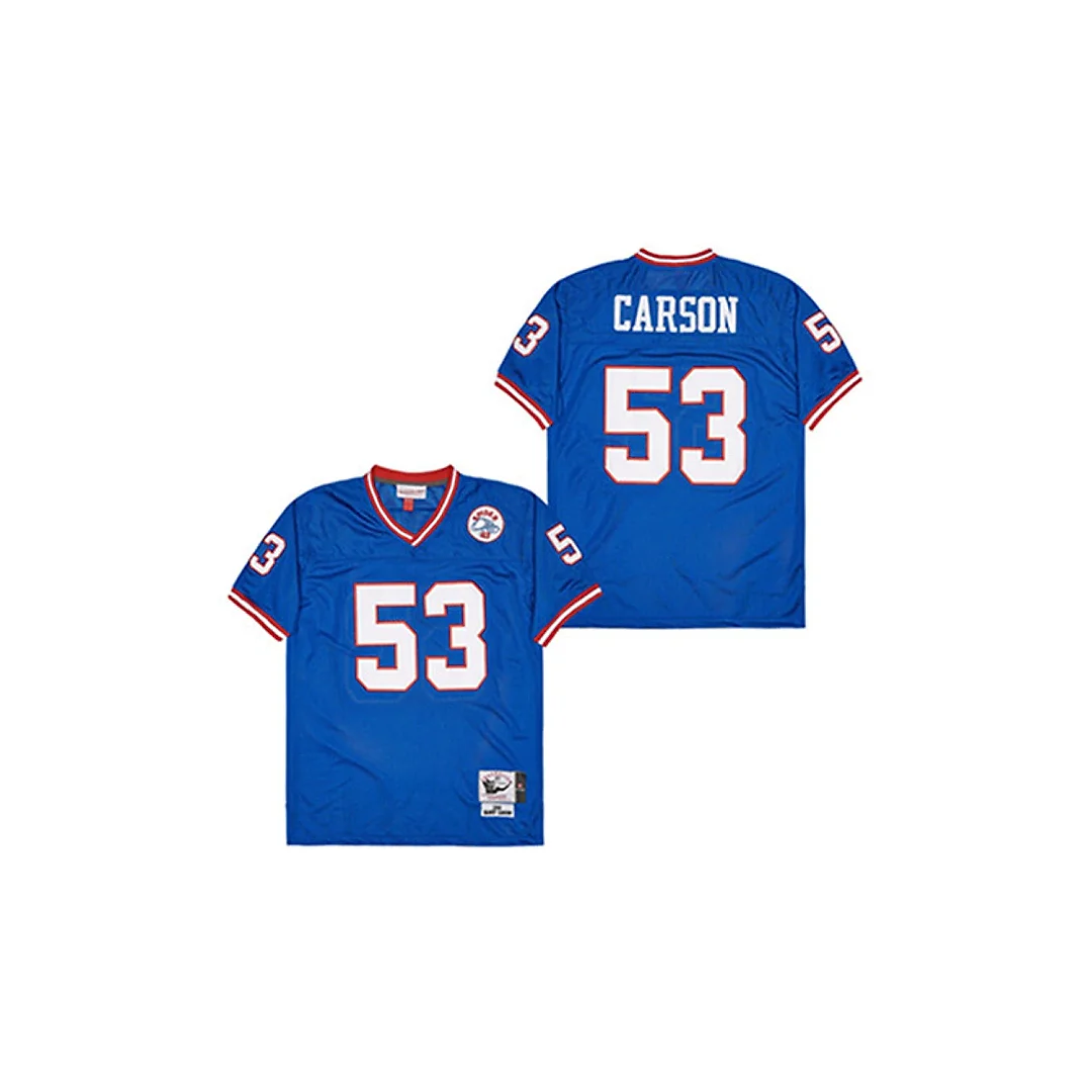 Zennovawear Harry Carson 53 New York Giants Spider Lockhart 43 Patch Throwback Men Jersey - Blue