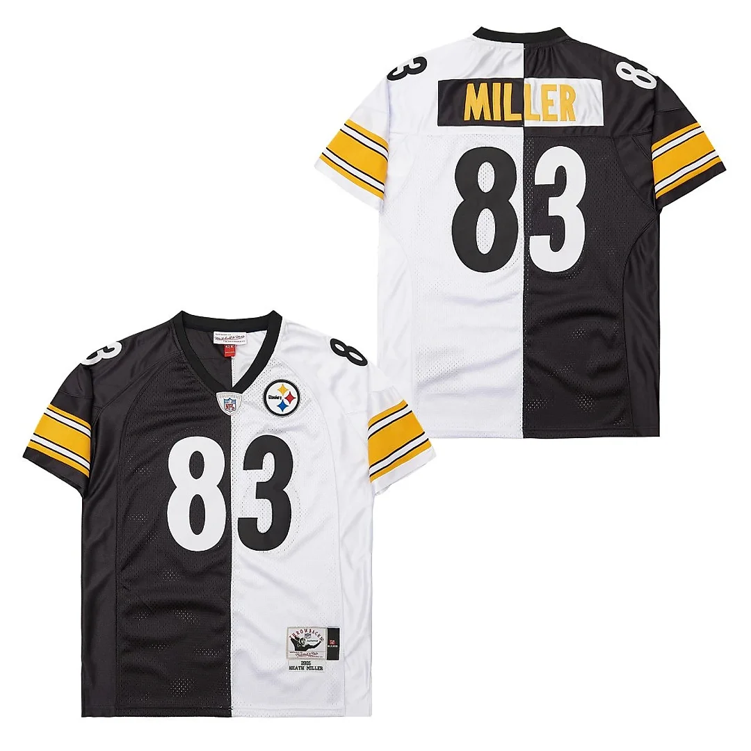 Zennovawear Heath Miller 83 Pittsburgh Steelers Two-Toned Retro Throwback Men Jersey - Black/White