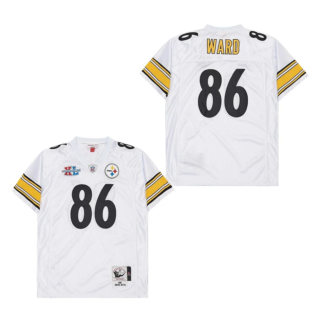Zennovawear Hines Ward 86 Pittsburgh Steelers Super Bowl XL Retro Throwback Men Jersey - White