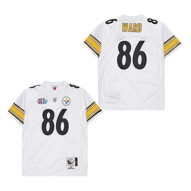 Zennovawear Hines Ward 86 Pittsburgh Steelers Super Bowl XL Retro Throwback Men Jersey - White