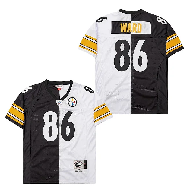 Zennovawear Hines Ward 86 Pittsburgh Steelers Two-Toned Retro Throwback Men Jersey - Black/White