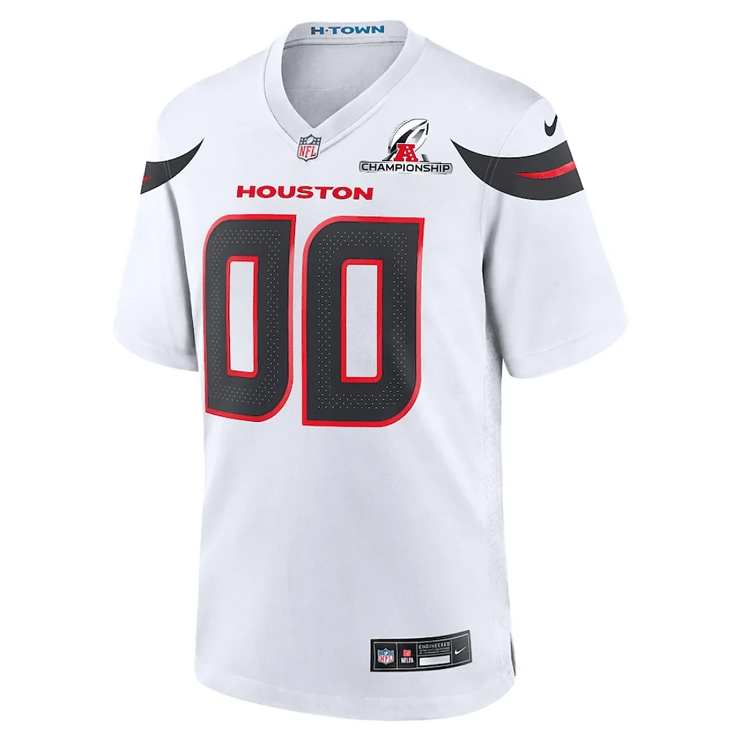 Zennovawear Houston Texans AFC Championship Patch Game Men Custom Jersey - White