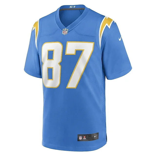Zennovawear Hunter Kampmoyer 87 Los Angeles Chargers Team Game Men Jersey - Powder Blue