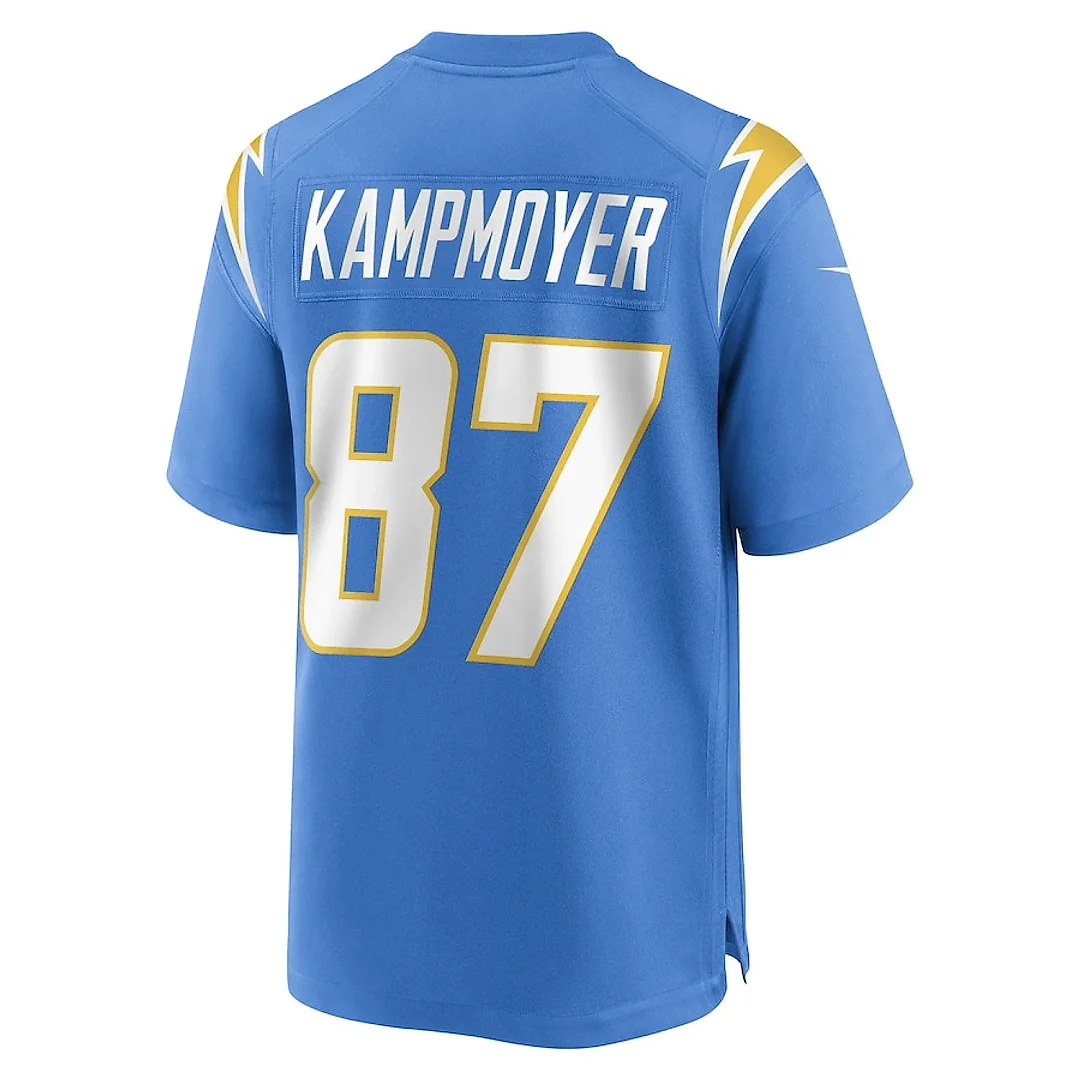 Zennovawear Hunter Kampmoyer 87 Los Angeles Chargers Team Game Men Jersey - Powder Blue