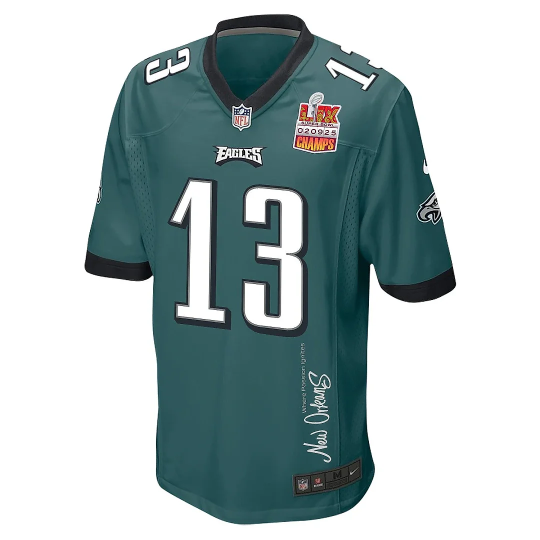 Zennovawear Ian Book 13 Philadelphia Eagles Super Bowl LIX Champions Patch 'New Orleans - Where Passion Ignites' EMBROIDERED Game Men Jersey...