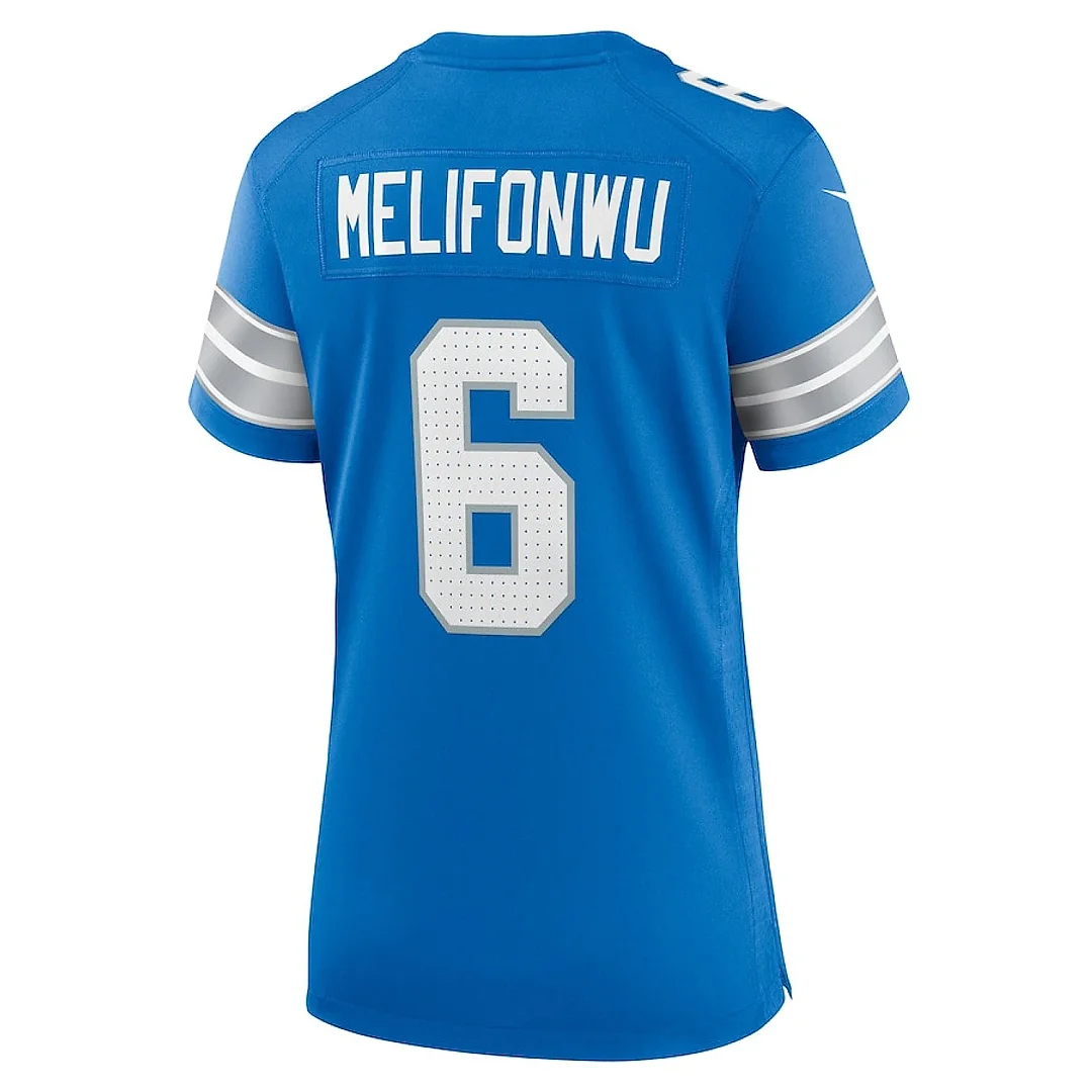Zennovawear Ifeatu Melifonwu 6 Detroit Lions Women's Team Game Jersey - Blue
