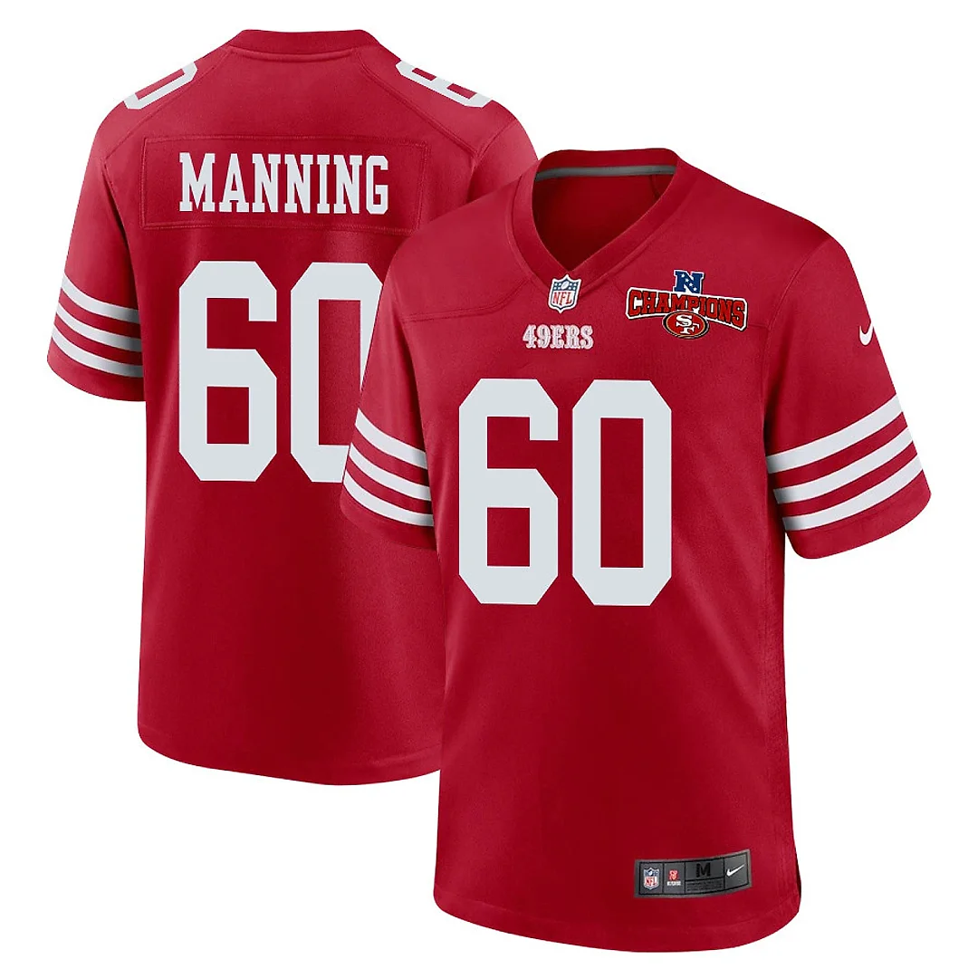 Zennovawear Ilm Manning 60 San Francisco 49ers NFC Champions Patch Game Men Jersey - Scarlet