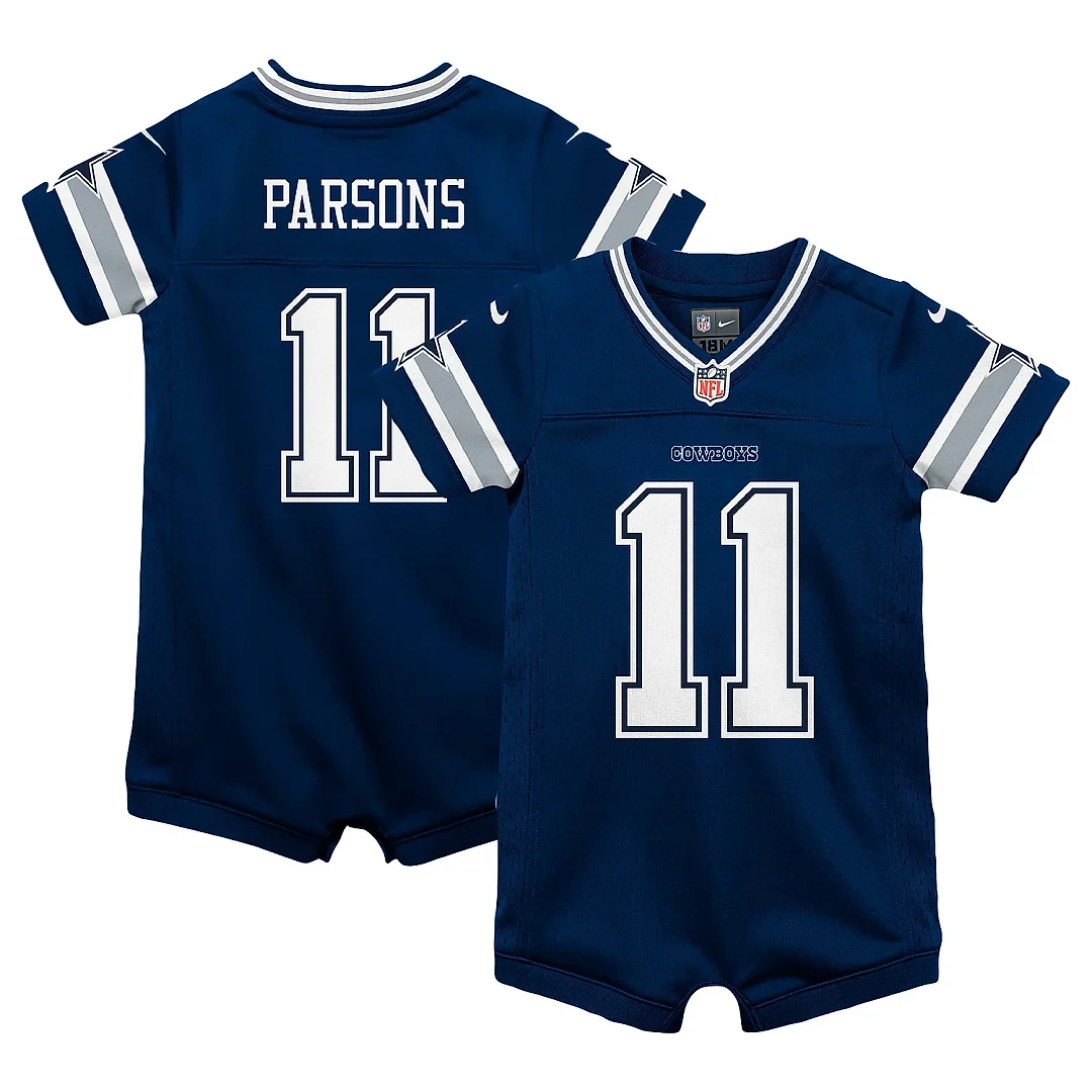 Zennovawear Infant Dallas Cowboys Micah Parsons Navy Game Romper Jersey