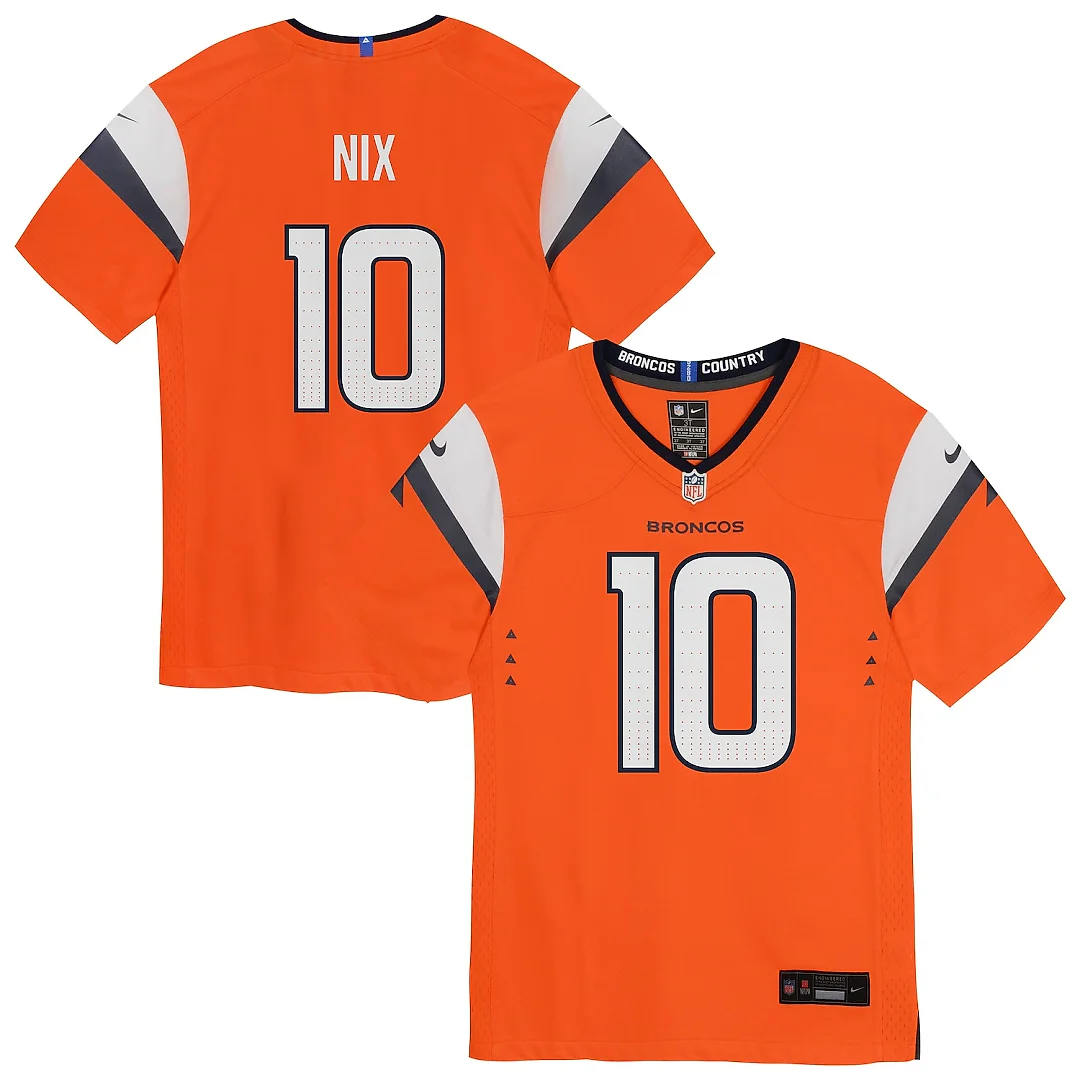 Zennovawear Bo Nix Denver Broncos Infant Team Player Game Jersey - Orange