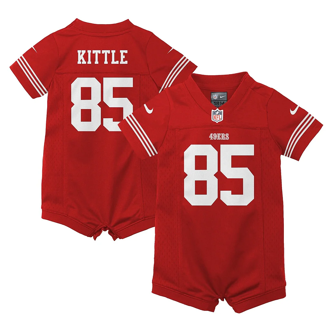 Zennovawear George Kittle San Francisco 49ers Infant Romper Game Jersey - Scarlet