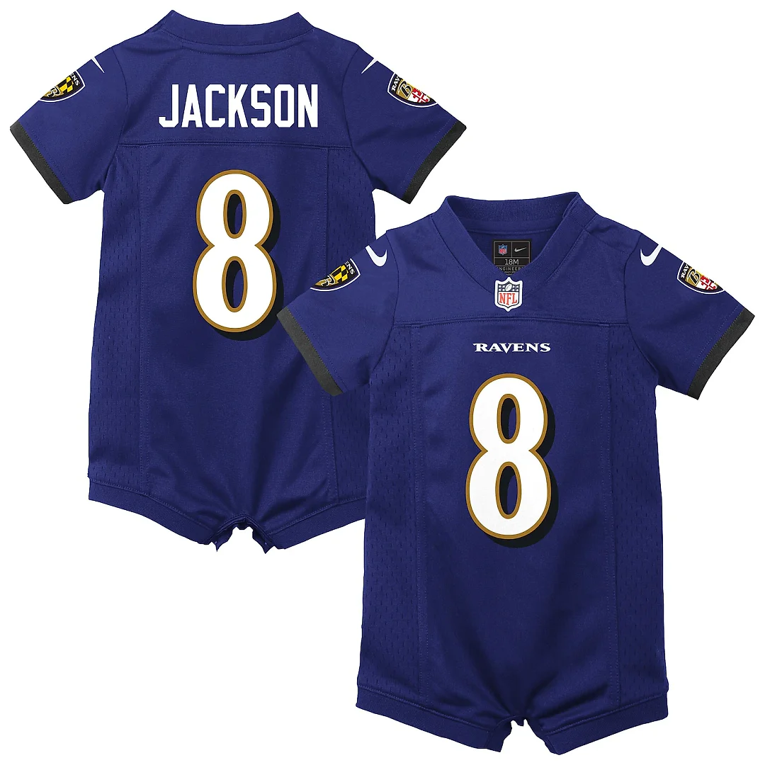 Zennovawear Lamar Jackson Baltimore Ravens Infant Romper Jersey - Purple