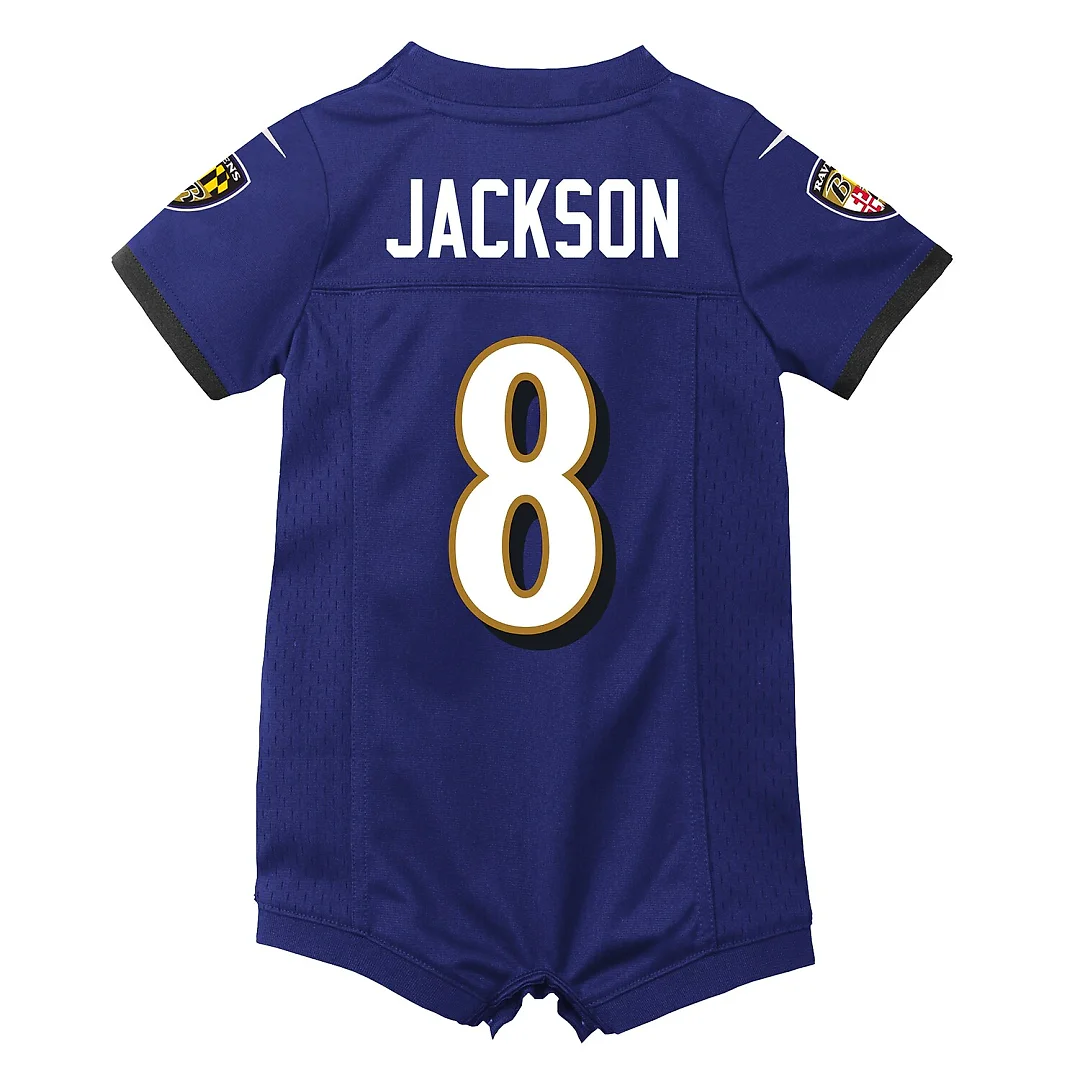 Zennovawear Lamar Jackson Baltimore Ravens Infant Romper Jersey - Purple