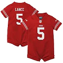 Zennovawear Infant San Francisco 49ers Trey Lance Scarlet Romper Game Jersey