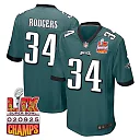 Zennovawear Isaiah Rodgers 34 Philadelphia Eagles Super Bowl LIX Champions Patch Game Men Jersey - Midnight Green