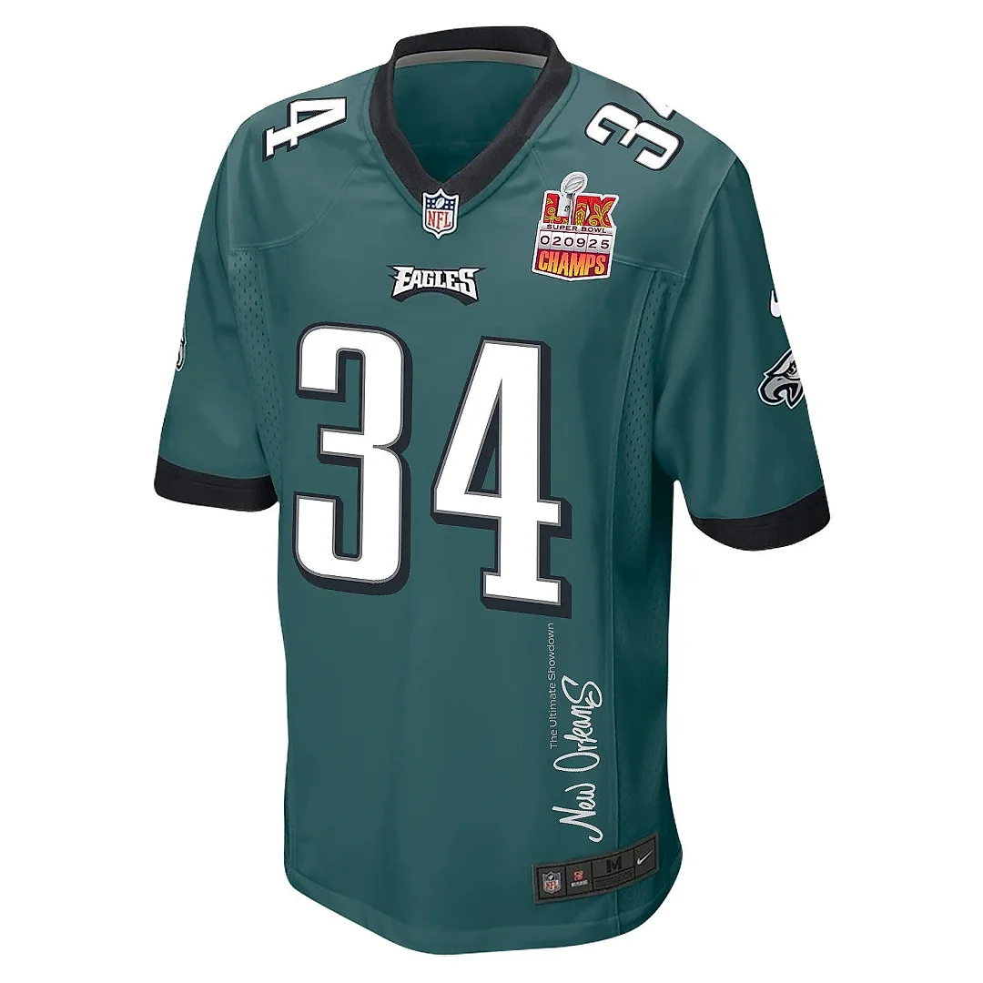 Zennovawear Isaiah Rodgers 34 Philadelphia Eagles Super Bowl LIX Champions Patch 'New Orleans - The Ultimate Showdown' EMBROIDERED Game Men Jersey...