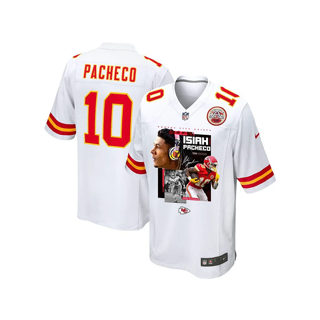 Zennovawear Isiah Pacheco 10 Kansas City Chiefs Pachinko Machine Game YOUTH Jersey - White