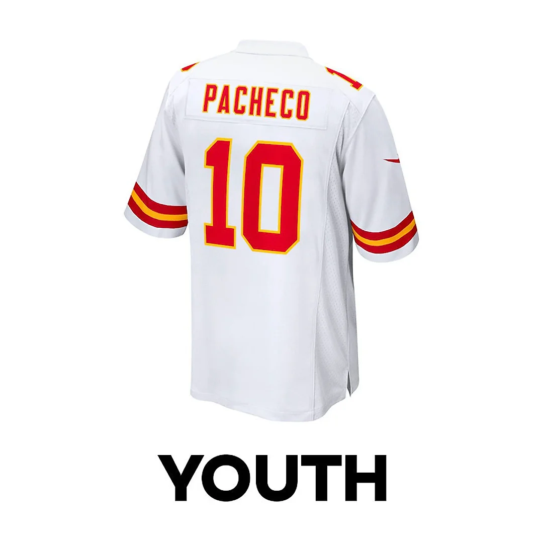 Zennovawear Isiah Pacheco 10 Kansas City Chiefs Pachinko Machine Game YOUTH Jersey - White