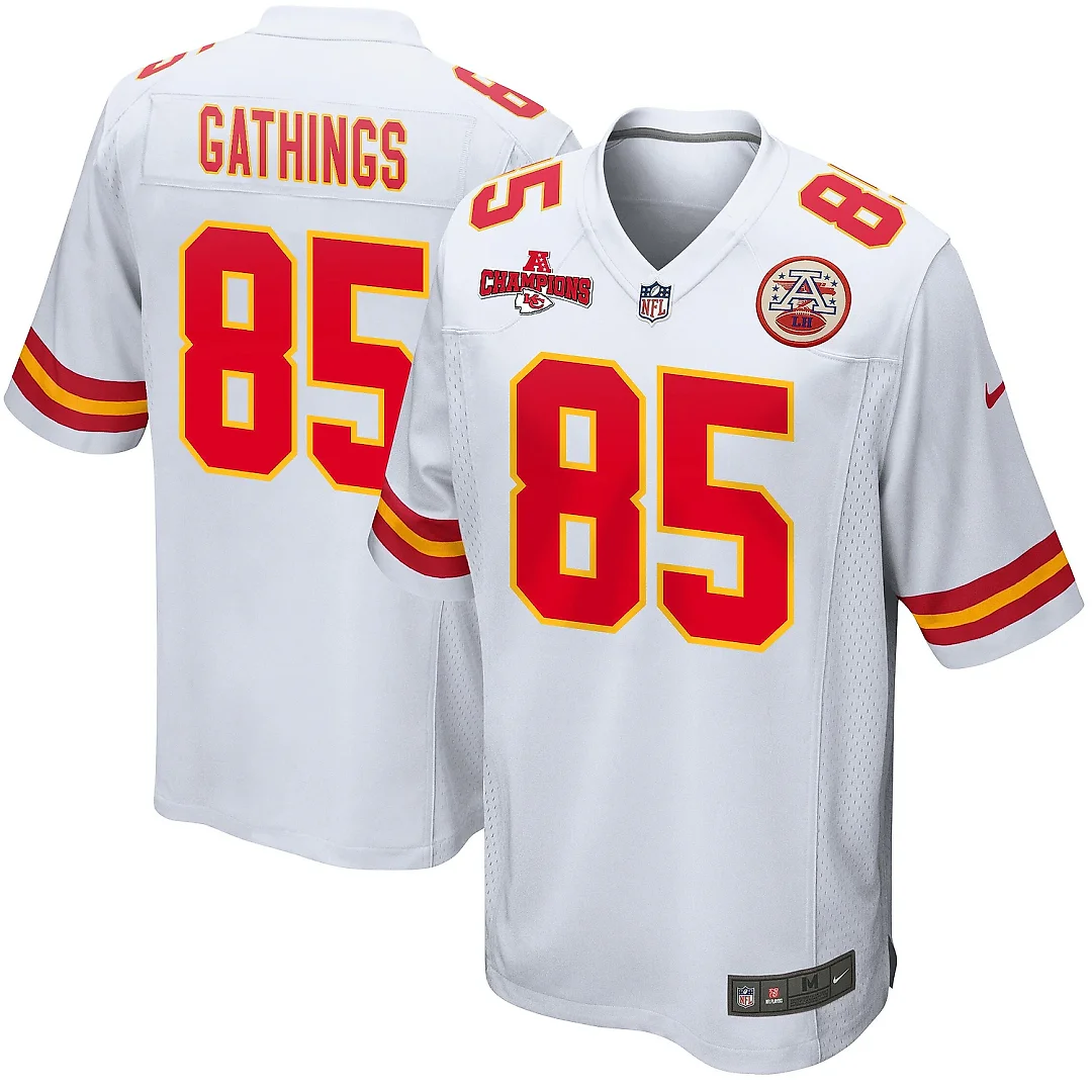 Zennovawear Izaiah Gathings 85 Kansas City Chiefs AFC Champions Patch Game Men Jersey - White