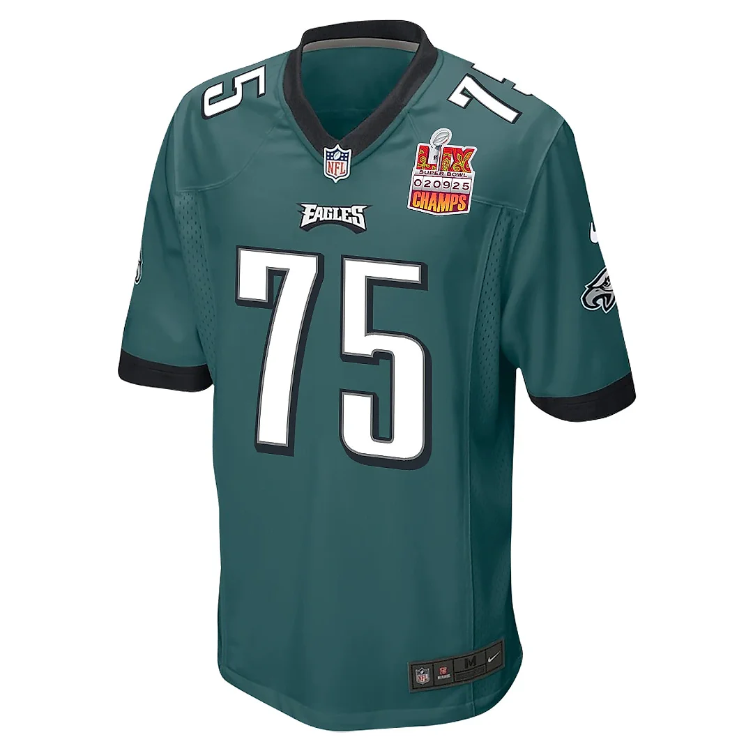 Zennovawear Jack Driscoll 75 Philadelphia Eagles Super Bowl LIX Champions Patch Game Men Jersey - Midnight Green