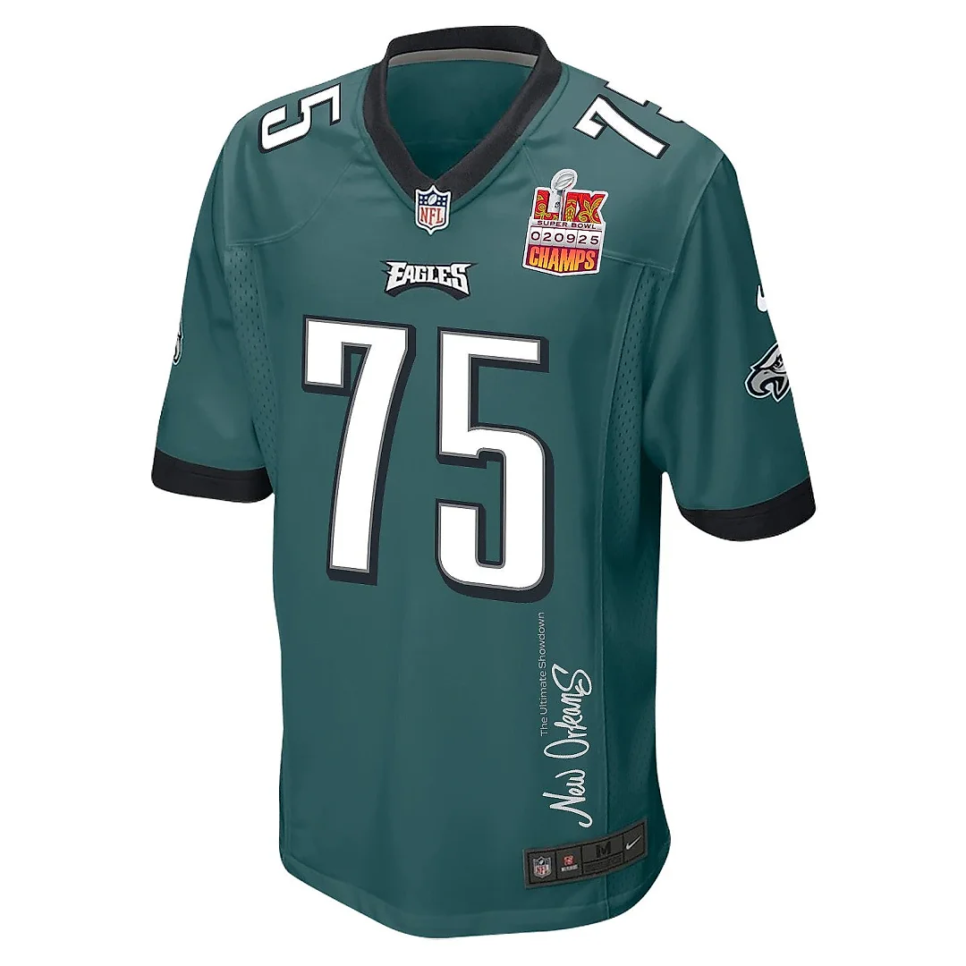Zennovawear Jack Driscoll 75 Philadelphia Eagles Super Bowl LIX Champions Patch 'New Orleans - The Ultimate Showdown' EMBROIDERED Game Men Jersey...