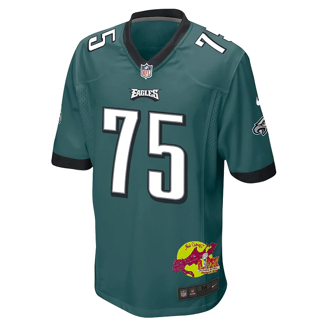 Zennovawear Jack Driscoll 75 Philadelphia Eagles Super Bowl LIX New Orleans Patch Game Men Jersey - Midnight Green
