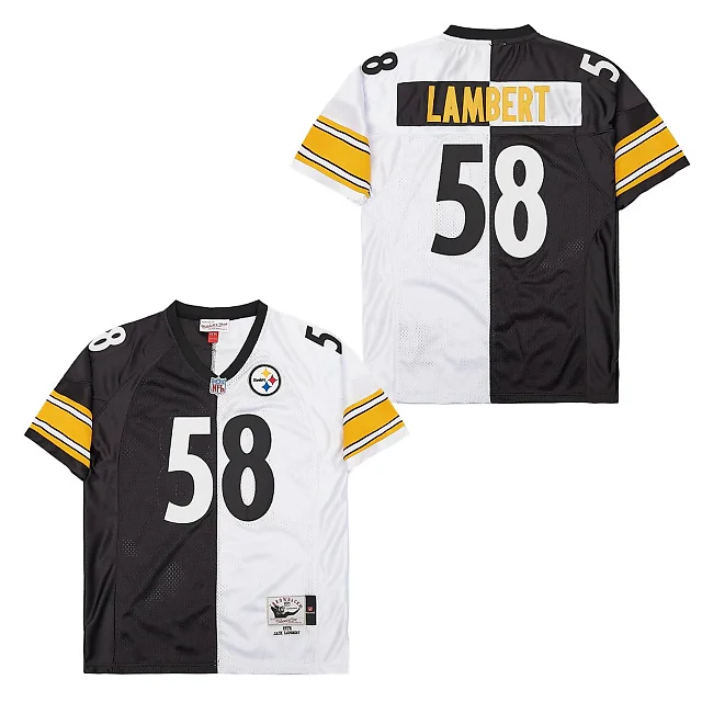 Zennovawear Jack Lambert 58 Pittsburgh Steelers Two-Toned Retro Throwback Men Jersey - Black/White