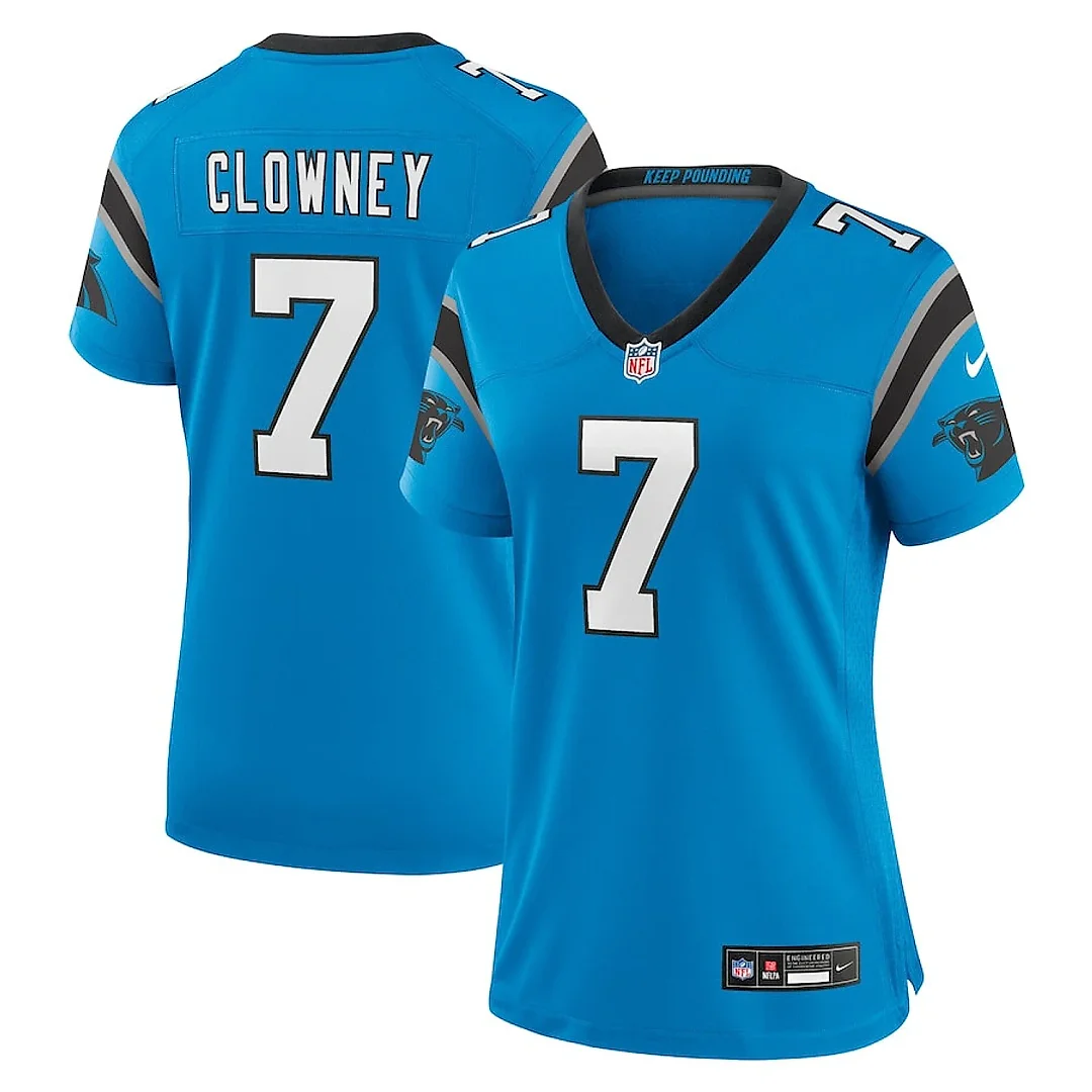 Zennovawear Jadeveon Clowney 7 Carolina Panthers Women's Alternate Game Jersey - Blue