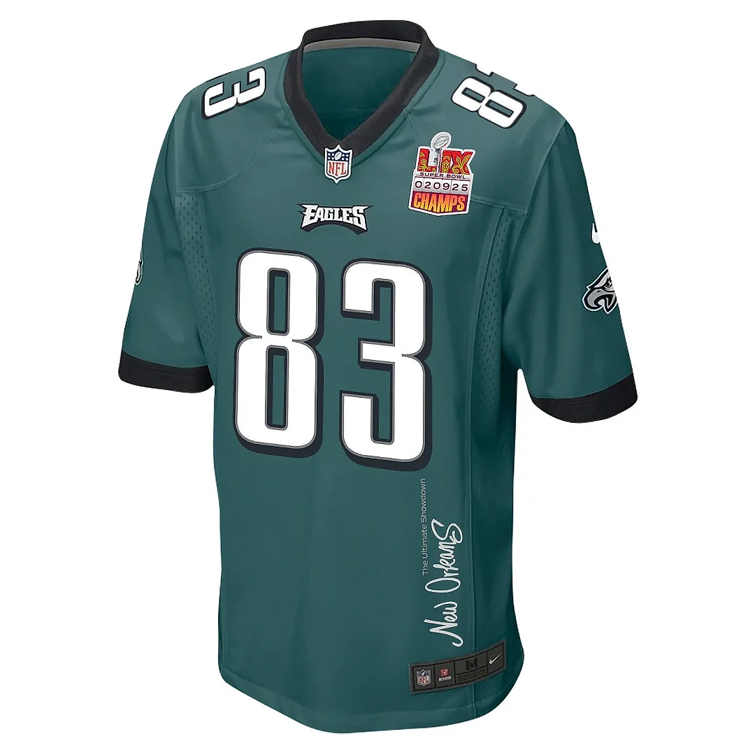 Zennovawear Jahan Dotson 83 Philadelphia Eagles Super Bowl LIX Champions Patch 'New Orleans - The Ultimate Showdown' EMBROIDERED Game Men Jersey...