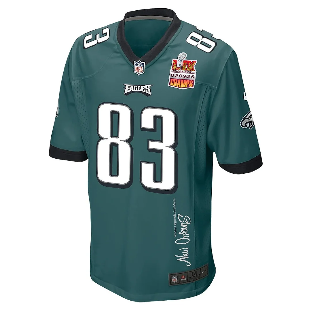 Zennovawear Jahan Dotson 83 Philadelphia Eagles Super Bowl LIX Champions Patch 'New Orleans - Where Legends Are Made' EMBROIDERED Game Men Jersey...