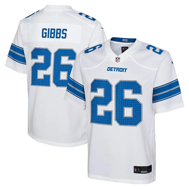 Zennovawear Jahmyr Gibbs 26 Detroit Lions Player Game YOUTH Jersey - White