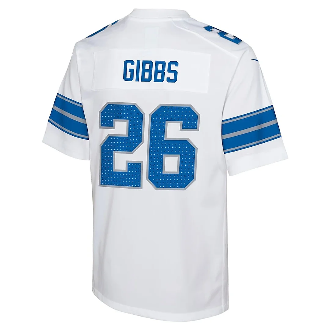 Zennovawear Jahmyr Gibbs 26 Detroit Lions Player Game YOUTH Jersey - White