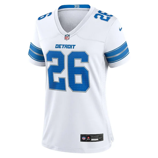 Zennovawear Jahmyr Gibbs 26 Detroit Lions Women's White Game Jersey - White