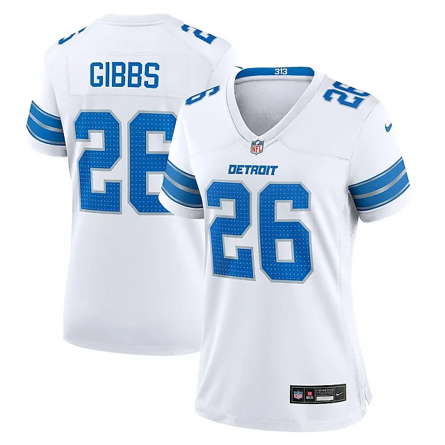 Zennovawear Jahmyr Gibbs 26 Detroit Lions Women's White Game Jersey - White