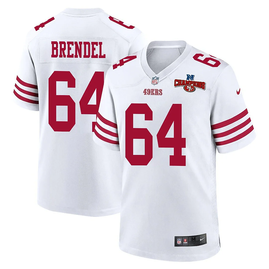 Zennovawear Jake Brendel 64 San Francisco 49ers NFC Champions Patch Game Men Jersey - White