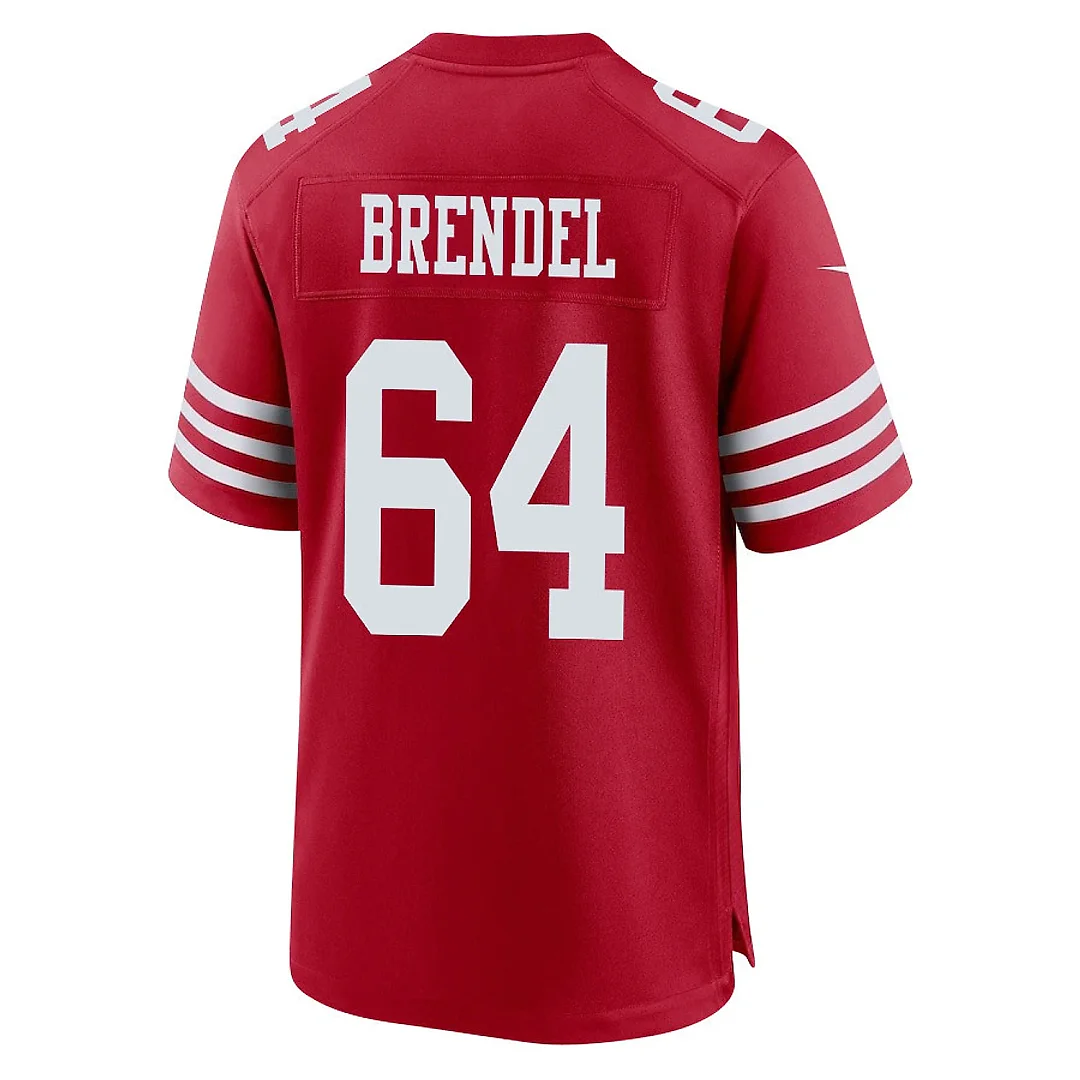 Zennovawear Jake Brendel 64 San Francisco 49ers NFC Champions Patch Game Men Jersey - Scarlet