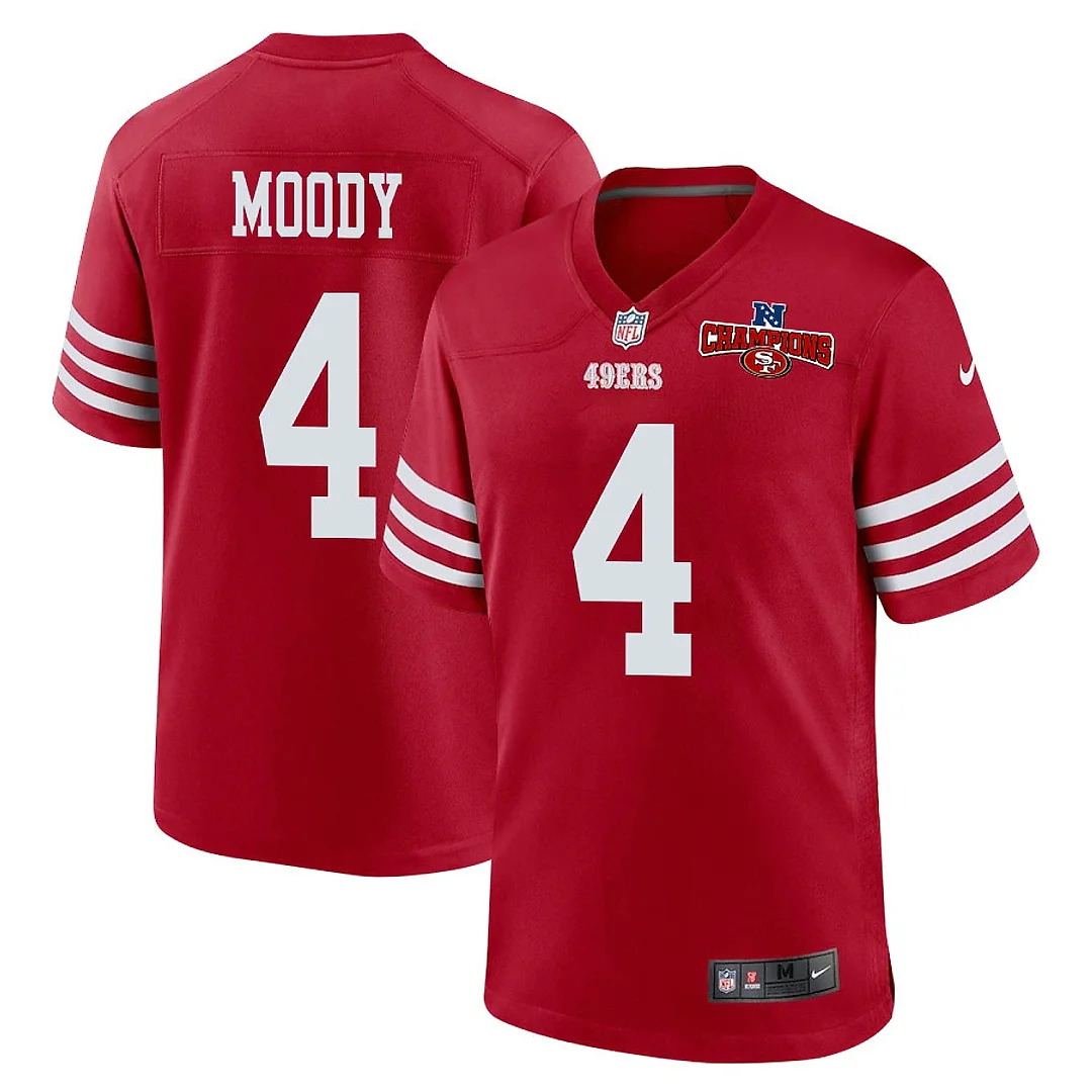Zennovawear Jake Moody 4 San Francisco 49ers NFC Champions Patch Game Men Jersey - Scarlet