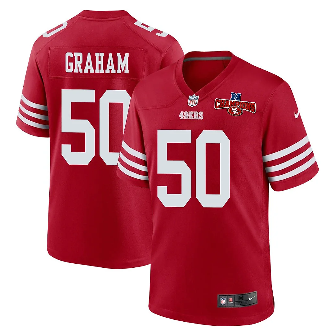 Zennovawear Jalen Graham 50 San Francisco 49ers NFC Champions Patch Game Men Jersey - Scarlet