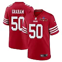 Zennovawear Jalen Graham 50 San Francisco 49ers NFC Champions Patch Game Men Jersey - Scarlet