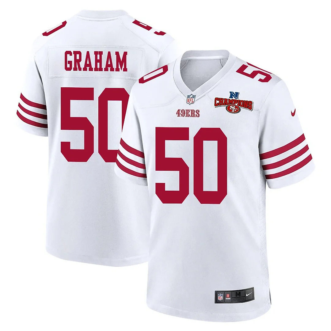 Zennovawear Jalen Graham 50 San Francisco 49ers NFC Champions Patch Game Men Jersey - White
