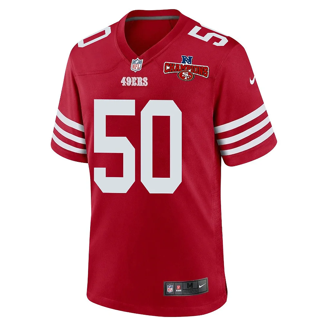 Zennovawear Jalen Graham 50 San Francisco 49ers NFC Champions Patch Game Men Jersey - Scarlet