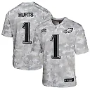 Zennovawear Jalen Hurts 1 Philadelphia Eagles 2024 Salute to Service Game YOUTH Jersey - Arctic Camo