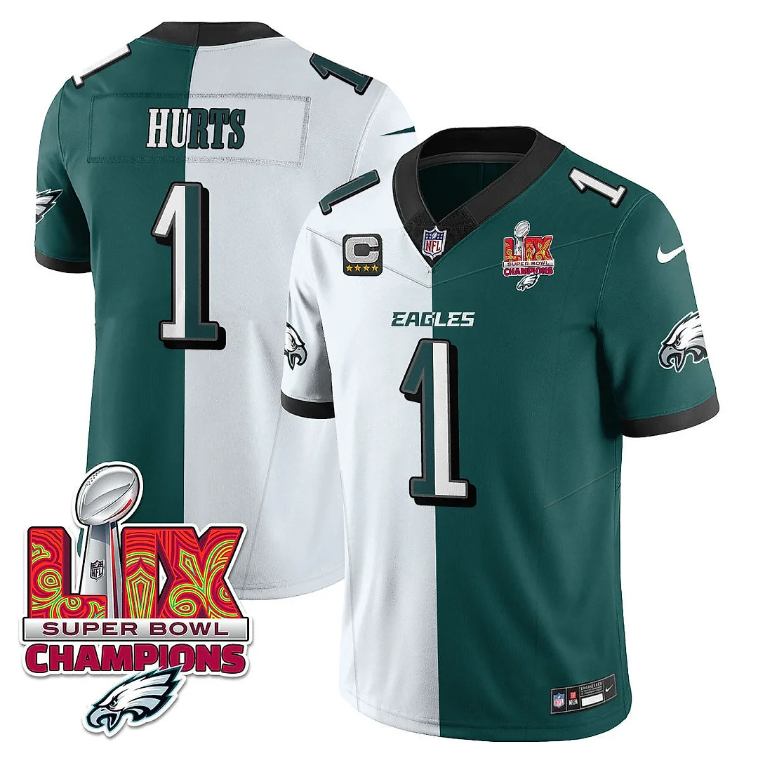 Zennovawear Jalen Hurts 1 Philadelphia Eagles Super Bowl LIX Champions Gold Vapor Limited Jersey - Split