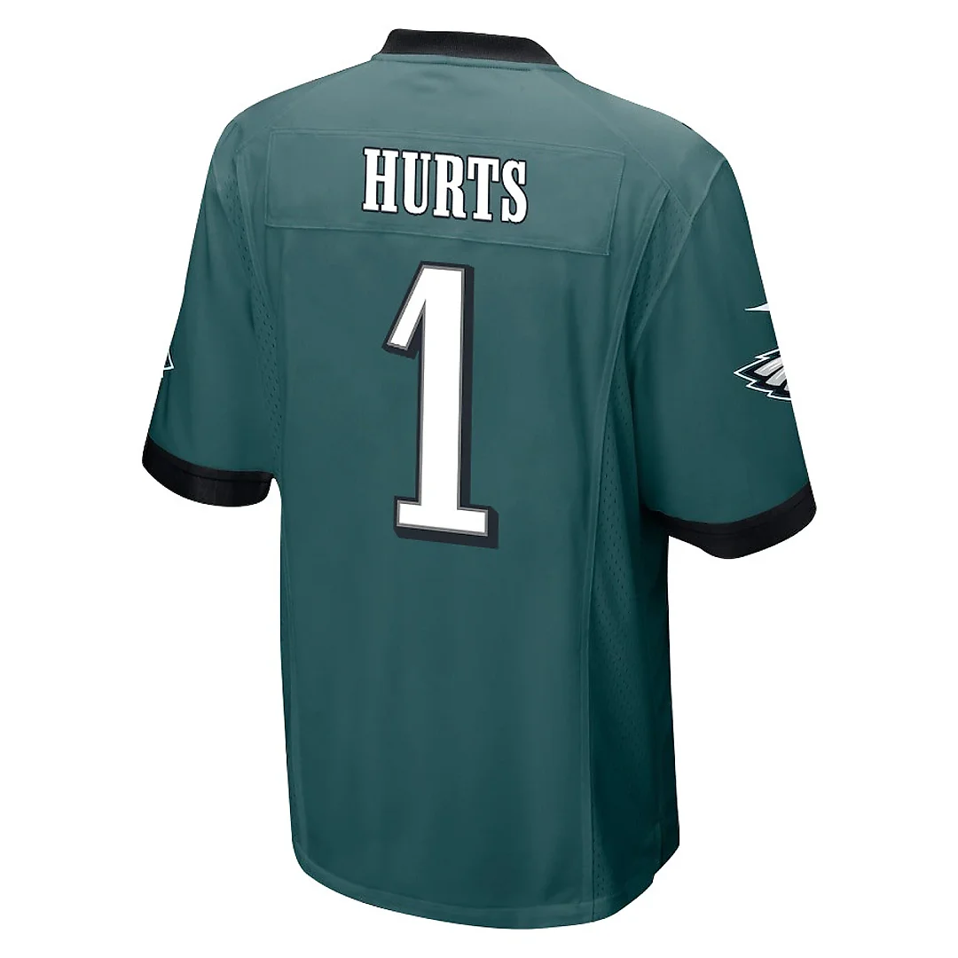 Zennovawear Jalen Hurts 1 Philadelphia Eagles Super Bowl LIX 'New Orleans - Where Legends Are Made' EMBROIDERED Game Men Jersey - Midnight Green