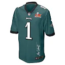 Zennovawear Jalen Hurts 1 Philadelphia Eagles Super Bowl LIX 'New Orleans - A Symphony of Sport' EMBROIDERED Game Men Jersey - Midnight Green