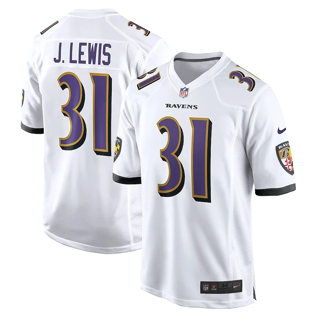 Zennovawear Jamal Lewis 31 Baltimore Ravens Men Retired Game Jersey - White
